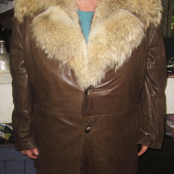 Coyote and Leather Other - leather coyote fur coat with removable fur vest